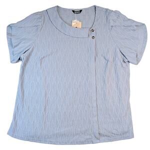 Bloomchic Womens Plus Size Top Petal Short Sleeve Size 18-20 New Blue